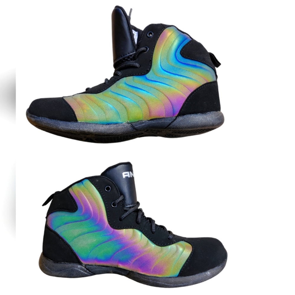 AND 1 Youth Size 4 Iridescent / Reflective Rainbow 🌈 Basketball Sneaker
